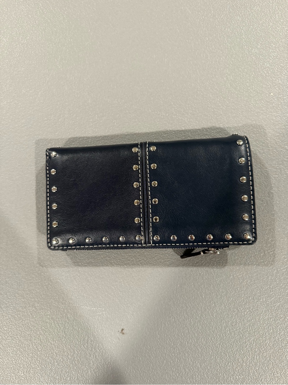 Michael Kors Black Leather Studded Zip Wallet